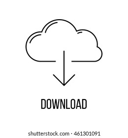 Download icon or logo line art style. Vector Illustration.