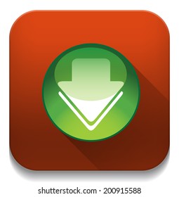 Download icon With long shadow over app button