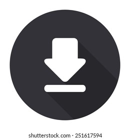 download icon with long shadow - vector round button
