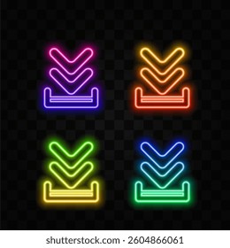 Download icon. neon style. vector illustration downloading file icons.