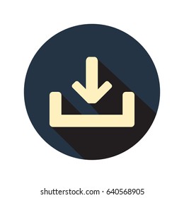 Download icon on circle in flat style for web, infographics and creative design
