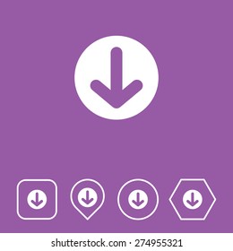 Download Icon on Flat UI Colors with Different Shapes. Eps-10.