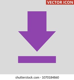 Download icon on grey background. Vector illustration