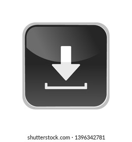 Download icon on a square button. Vector illustration