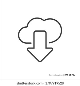 download icon outline. cloud download vector design. isolated on white background