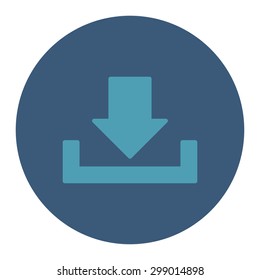 Download icon from Primitive Round Buttons OverColor Set. This round flat button is drawn with cyan and blue colors on a white background.