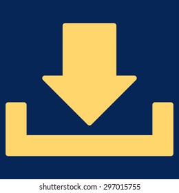 Download icon from Primitive Set. This isolated flat symbol is drawn with yellow color on a blue background, angles are rounded.