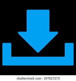 Download icon from Primitive Set. This isolated flat symbol is drawn with blue color on a black background, angles are rounded.