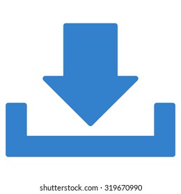 Download icon from Primitive Set. This isolated flat symbol is drawn with cobalt color on a white background, angles are rounded.