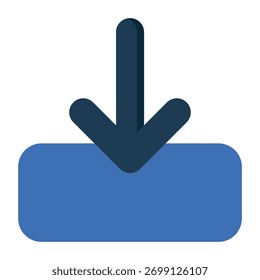Ícone de download que representa a transferência de dados, o salvamento de arquivos e os recursos on-line.