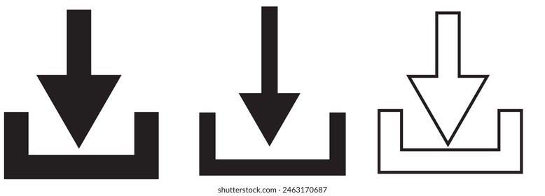 Download icon set. Download button Collection. Download files icons vector. simple download icon isolated on white and black background. Arrow downloading icon. Vector illustration. EPS 10 