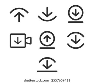 Download icon set. Download button Collection. Download files icons vector. simple download icon isolated on white background. Arrow downloading icon. Vector illustration.