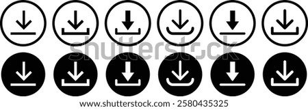 Download icon set. Download button Collection. save file icon, import data storage icon button.  Vector illustration