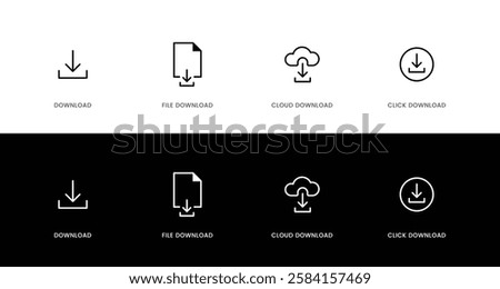 Download icon set. Download button Collection. Download files icons vector. simple download icon isolated on white background. Arrow downloading icon. Vector illustration.