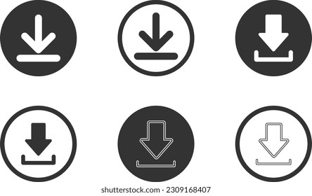 Juego de iconos de descarga. línea de botón de descarga e icono de silueta. Conjunto de iconos Web. Colección de iconos