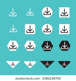 Download icon set. Download buttons vector icons set.