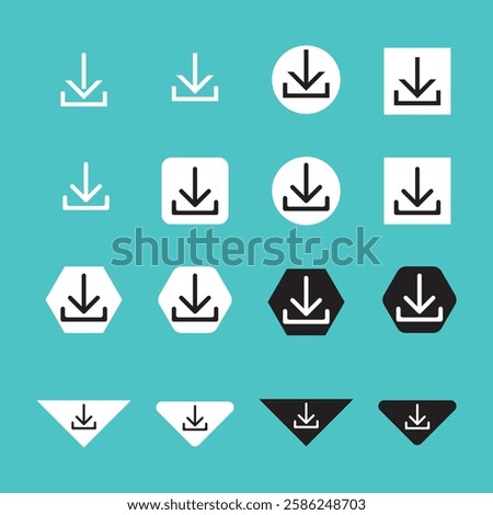 Download icon set. Download buttons vector icons set.