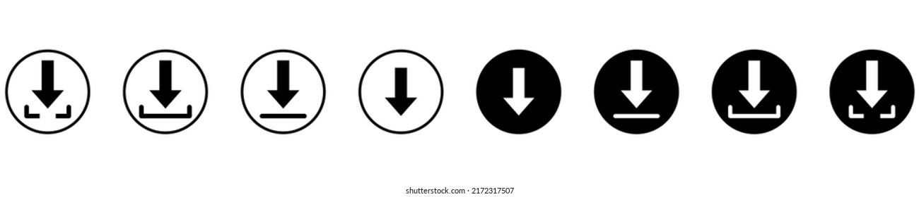 Download icon set. Collection download button. Isolated on a white background. Vector illustration