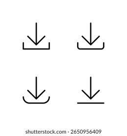 Conjunto de ícones de download. Ícone de seta para baixo.	