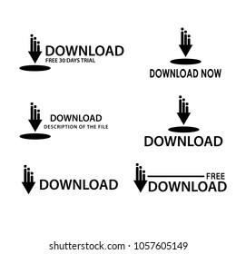 Download icon set, flat designs. 