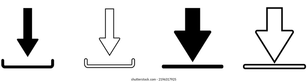 Download icon set. Four upload and download illustration. Isolated from the background.