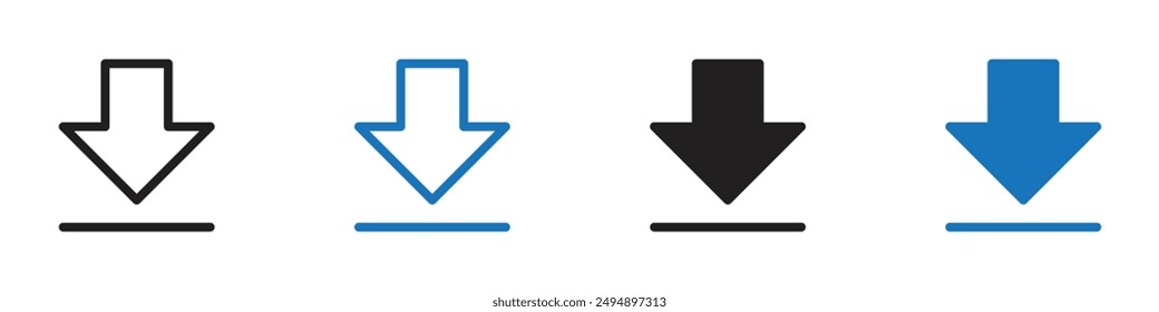 Download icon set illustration vector with thin stroke