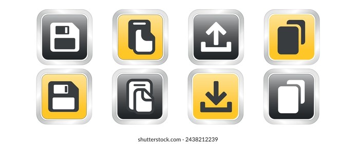 Download icon set isolated on transparent background. software, app, image, document, file download icon collection.