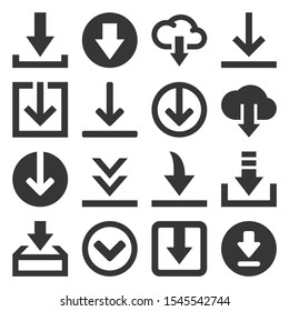 Download Icon Set on White Background. Vector