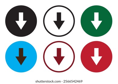 Download  icon set on white background. Up and down arrow symbol icon  isolated on circle line background. Vector illustration.
