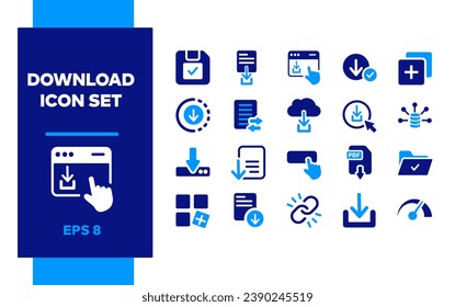 Download icon set. PDF download, Speed test, Verified Folder, files. Download seeking, Copy file, App, software downloader. Database, Custom Server, Systems And Data, browser, site. File trafsfer.