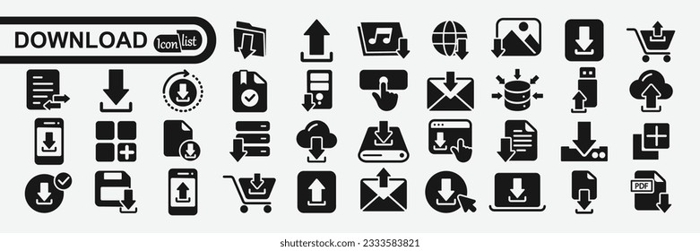  Download icon set. Software download icon . Web icon set .