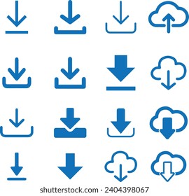 Download icon set. Software download icon . Web icon set . Icons collection. Vector illustration.