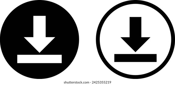 Icono de descarga en dos estilos . Cargar vector de símbolo . Icono del botón Guardar