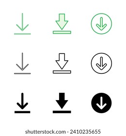 Juego de iconos de descarga. Icono de vector de descarga