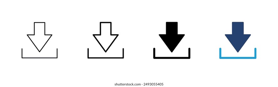 Herunterladener Symbolsatz. Symbol für Herunterladene Vektorgrafik