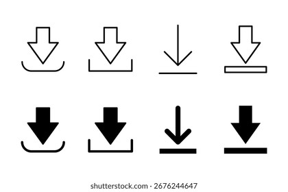 Conjunto de ícones de download. Ícone de vetor de download