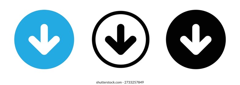 Download Icon Set Vector - Circular Down Arrow Buttons for Web Interface