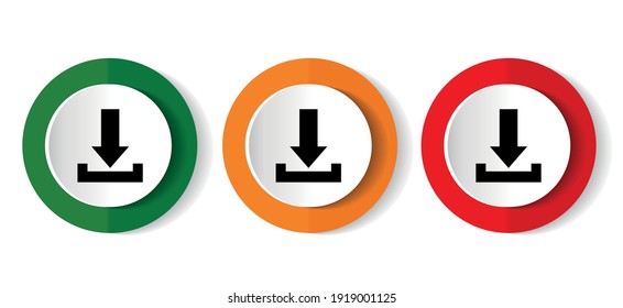 Download icon set, vector illustrations in 3 options for web design and mobile applications