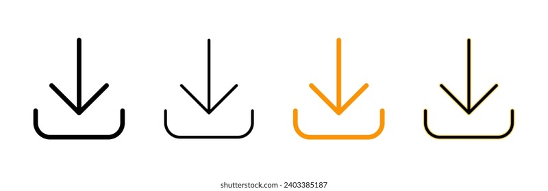 Laden Sie den Vektorgrafik-Symbolsatz herunter. Download-Zeichen und -Symbol