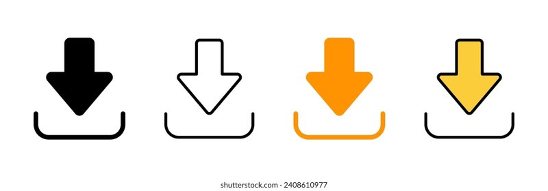 Descargar el vector del conjunto de iconos. Señal de descarga y símbolo