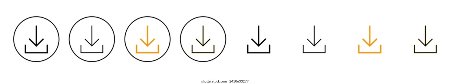 Download icon set vector. Download sign and symbol