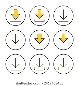 Download icon set vector. Download sign and symbol