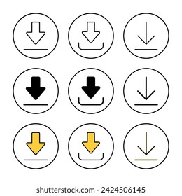 Download icon set vector. Download sign and symbol