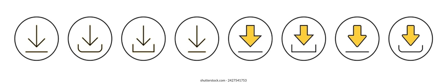 Download icon set vector. Download sign and symbol