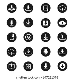 Download icon set for web design, user interface elements, social media, application collection. Vector flat style illustration isolated on white background