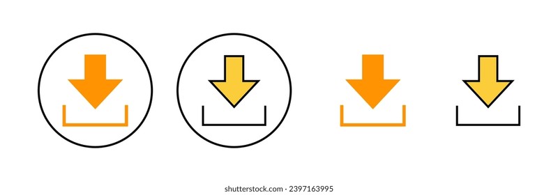 Download icon set for web and mobile app. Download sign and symbol