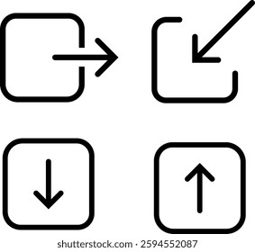 Download icon set, white background. Icons collection, sign symbol, illustration
