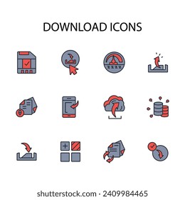Download icon set.vector.Editable stroke.linear style sign for use web design,logo.Symbol illustration.