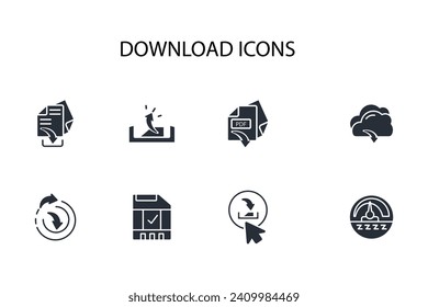 Download icon set.vector.Editable stroke.linear style sign for use web design,logo.Symbol illustration.