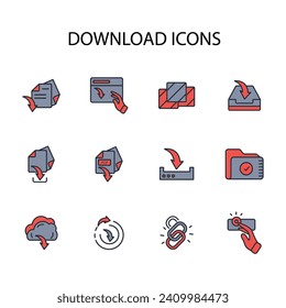 Download icon set.vector.Editable stroke.linear style sign for use web design,logo.Symbol illustration.